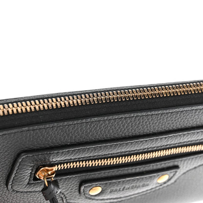 Balenciaga Grained Calfskin Neo Classic Gold Hardware Continental Zip Around Wallet Black 7 of 8