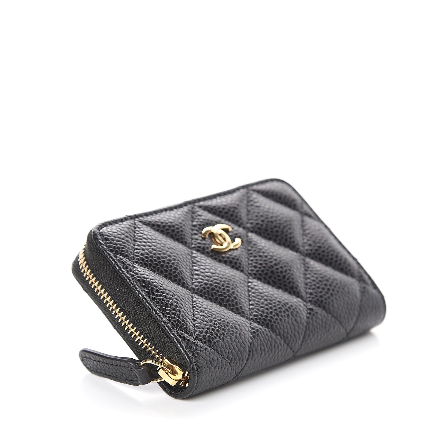 Caviar Quilted Zip Coin Purse Black