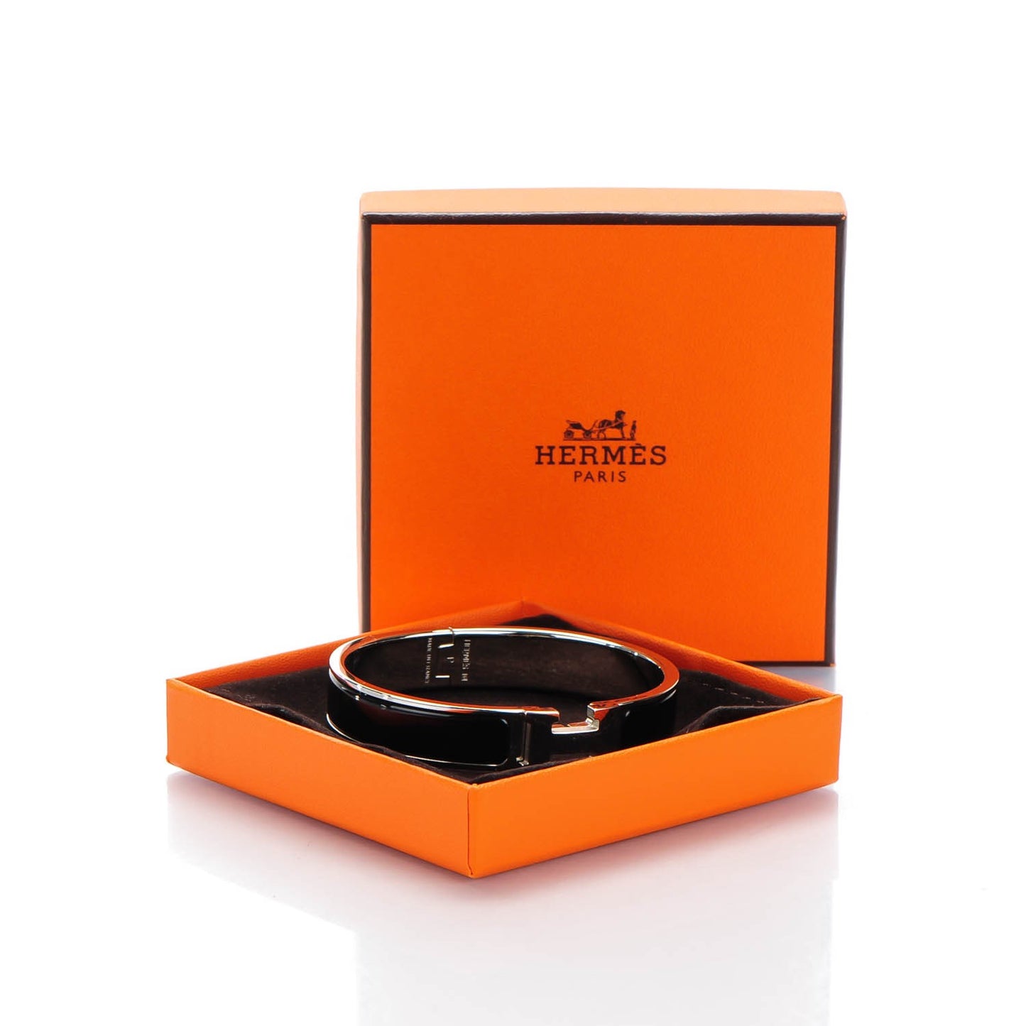 Enamel Narrow Clic Clac H Bracelet GM Black
