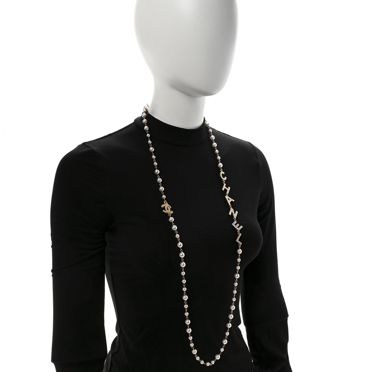 Pearl Crystal 90's Icon CC Necklace Gold