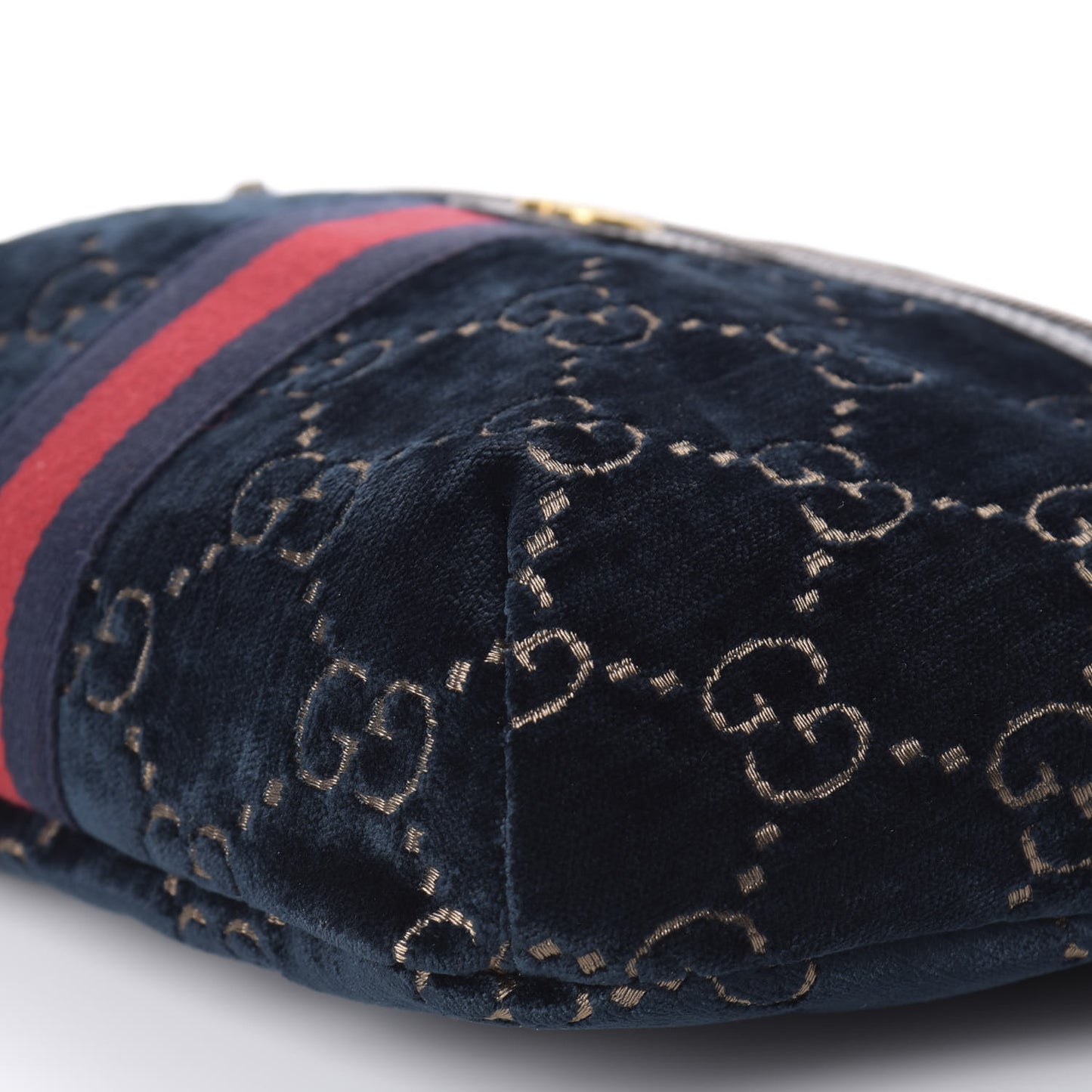 Velvet GG Monogram Web Belt Bag Blue Beige