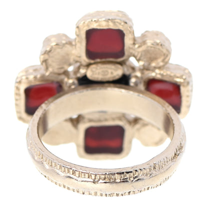 Chanel Gripoix Pearl Maltese Cross CC Ring 5 Red Gold 3 of 4