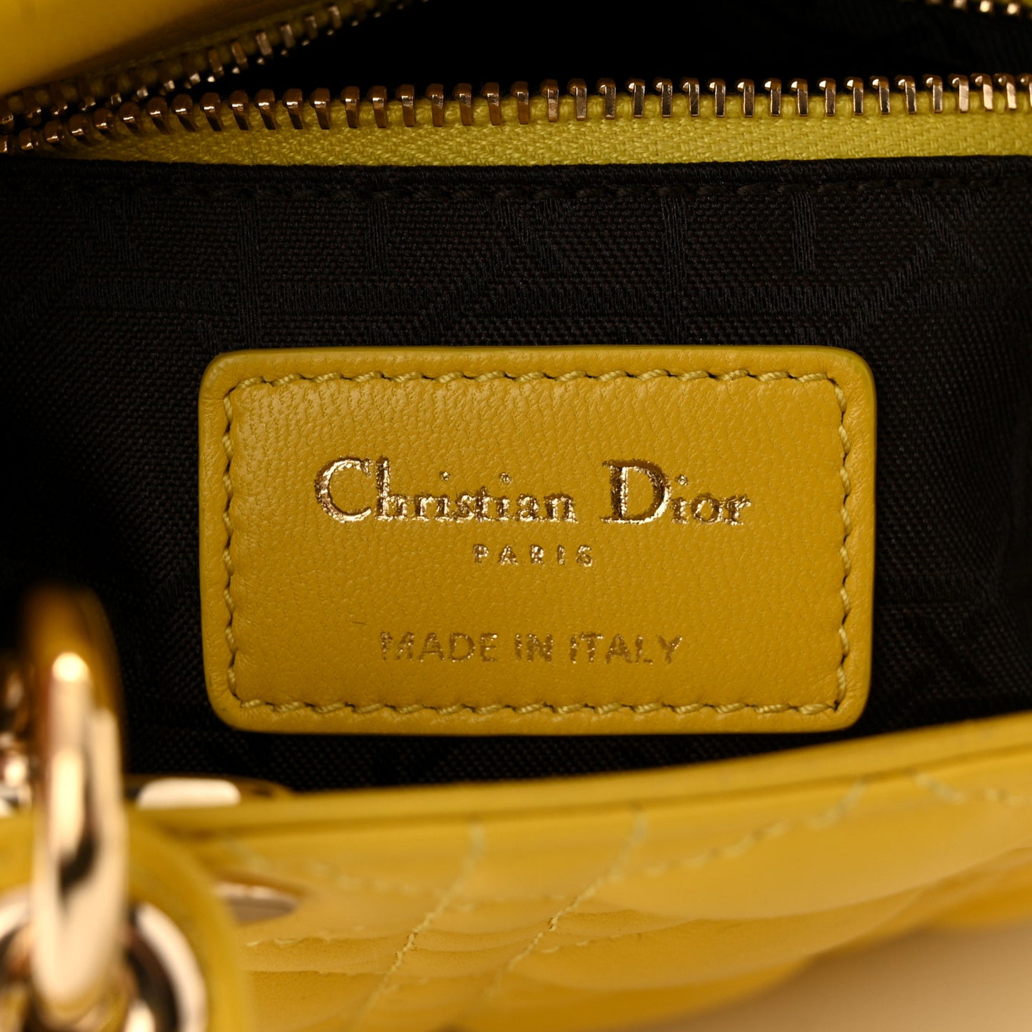 Lambskin Cannage Mini Lady Dior Yellow