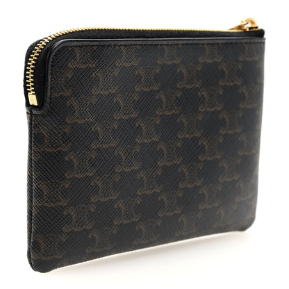 Celine Triomphe Canvas Logo Print Coin and Card Pouch With Hook Black 3 of 7