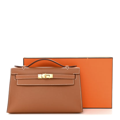Hermes Swift Kelly Pochette Clutch Gold 10 of 10