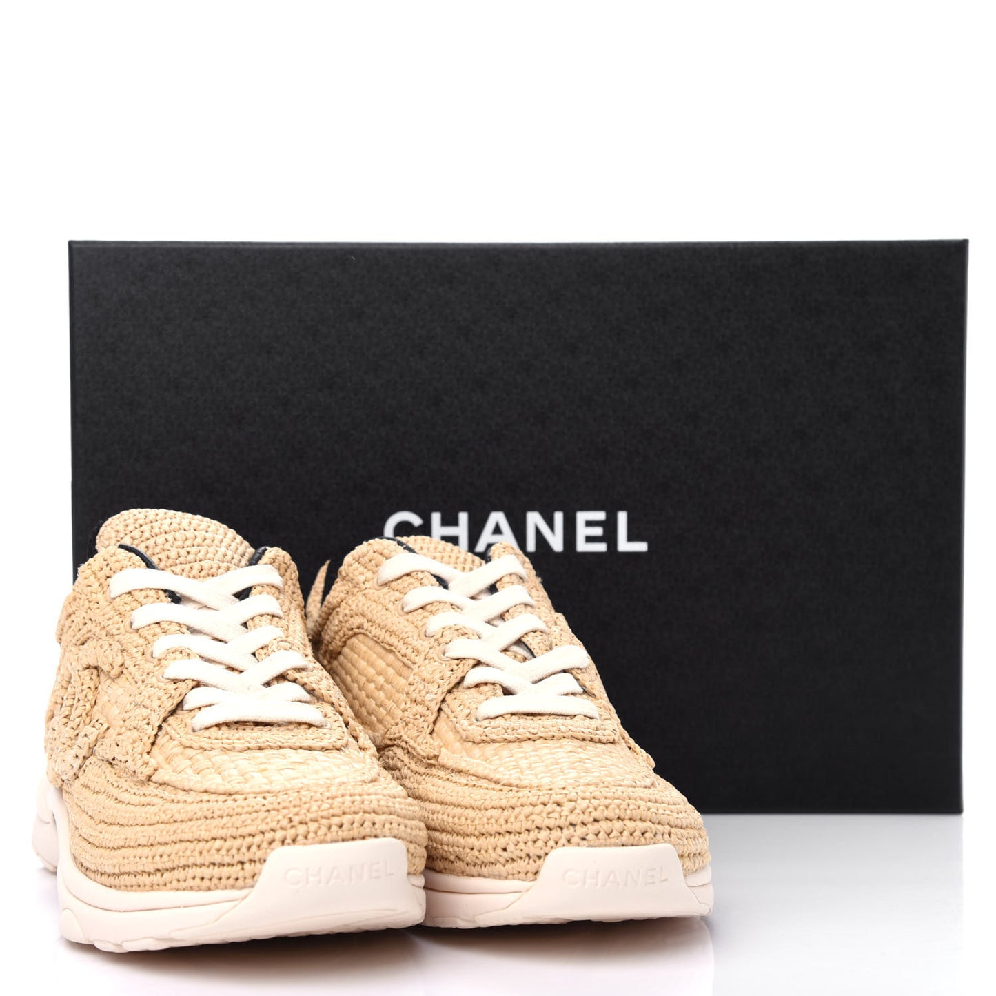 Braided Raffia Womens CC Sneakers 37.5 Beige