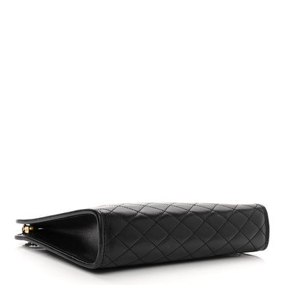 Saint Laurent Lambskin Quilted Monogram Baby Victoire Chain Clutch Bag Black 4 of 12