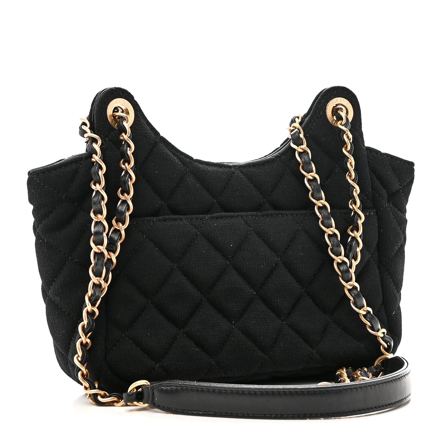 Jersey Quilted Small Wavy CC Hobo Black