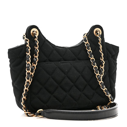 Chanel Jersey Quilted Small Wavy CC Hobo Black 3 of 11