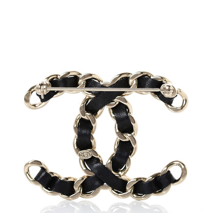 Chanel Lambskin Chain CC Brooch Black Gold 3 of 5