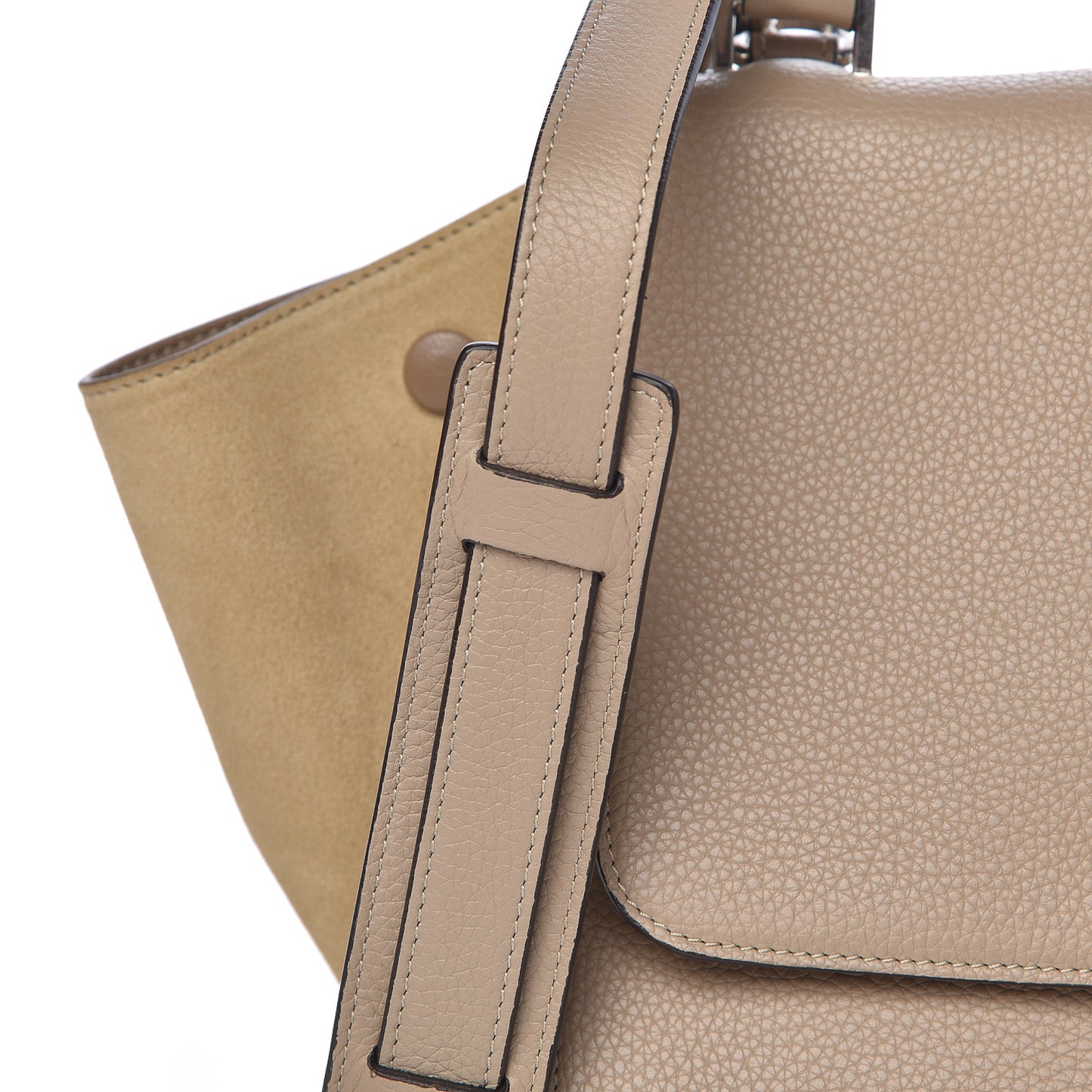 Drummed Calfskin Suede Medium Trapeze Dune