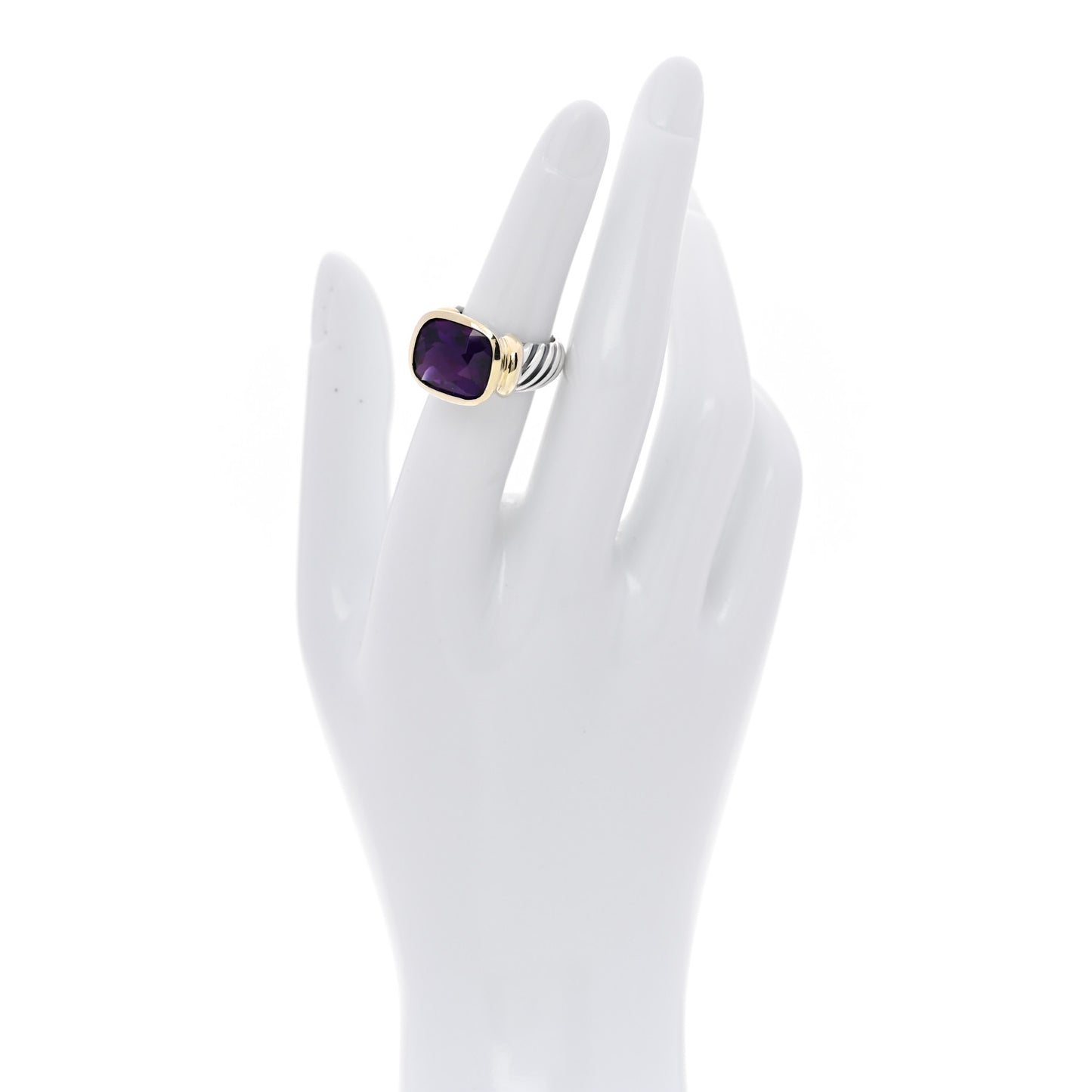 Sterling Silver 14K Yellow Gold Amethyst Noblesse Ring 51 5.75