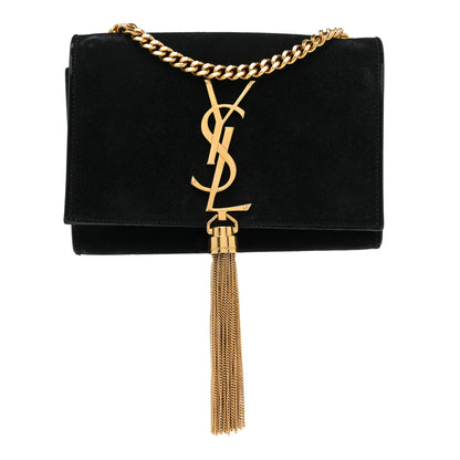Saint Laurent Suede Small Classic Monogram Kate Tassel Satchel Black 1 of 11