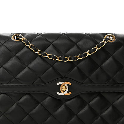 Chanel Lambskin Quilted Medium Double Flap Bag Black 9 of 11