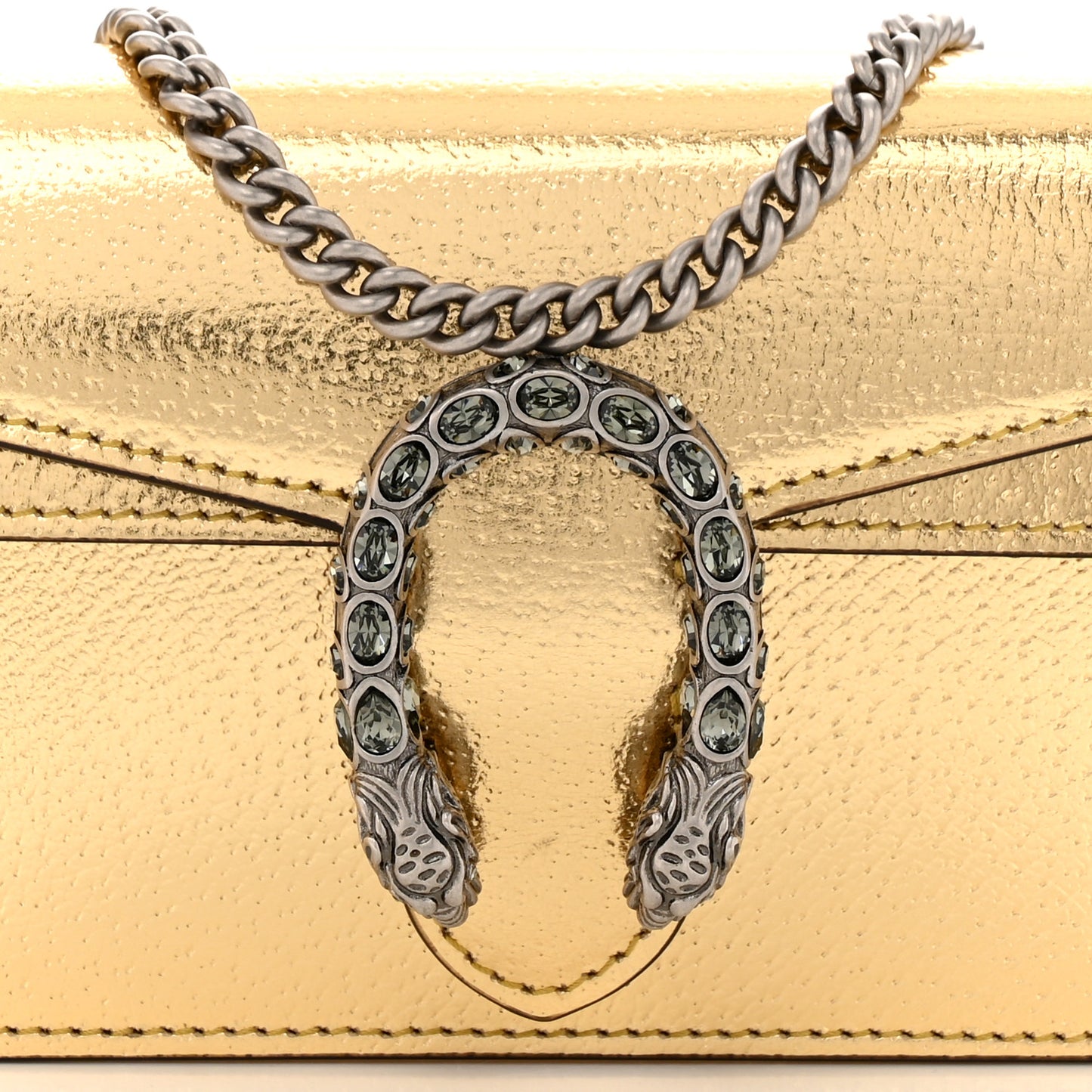 Metallic Calfskin Super Mini Dionysus Shoulder Bag Gold