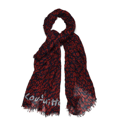 Louis Vuitton Cotton Leopard Stole Rouge Fauviste 1 of 4