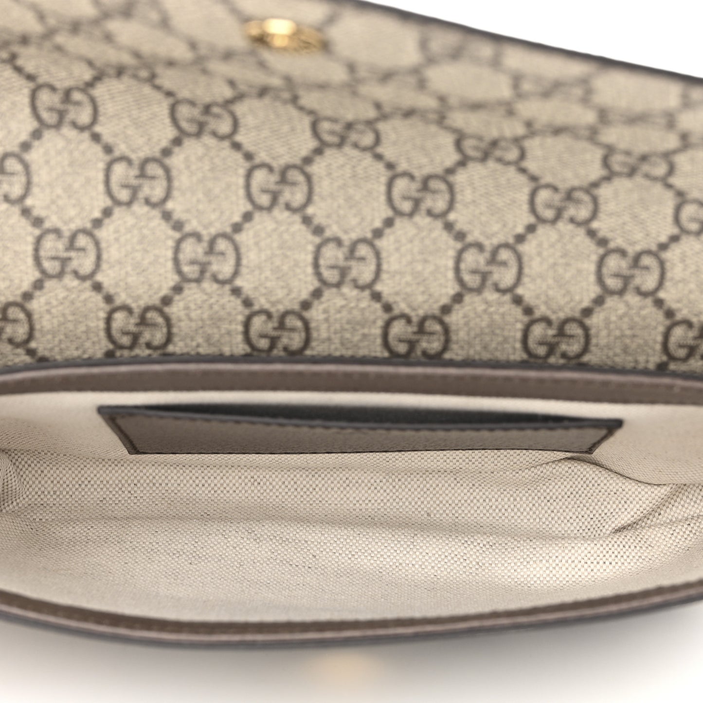 GG Supreme Monogram Textured Dollar Calfskin Web Mini Ophidia Envelope Shoulder Bag Beige Ebony New Acero