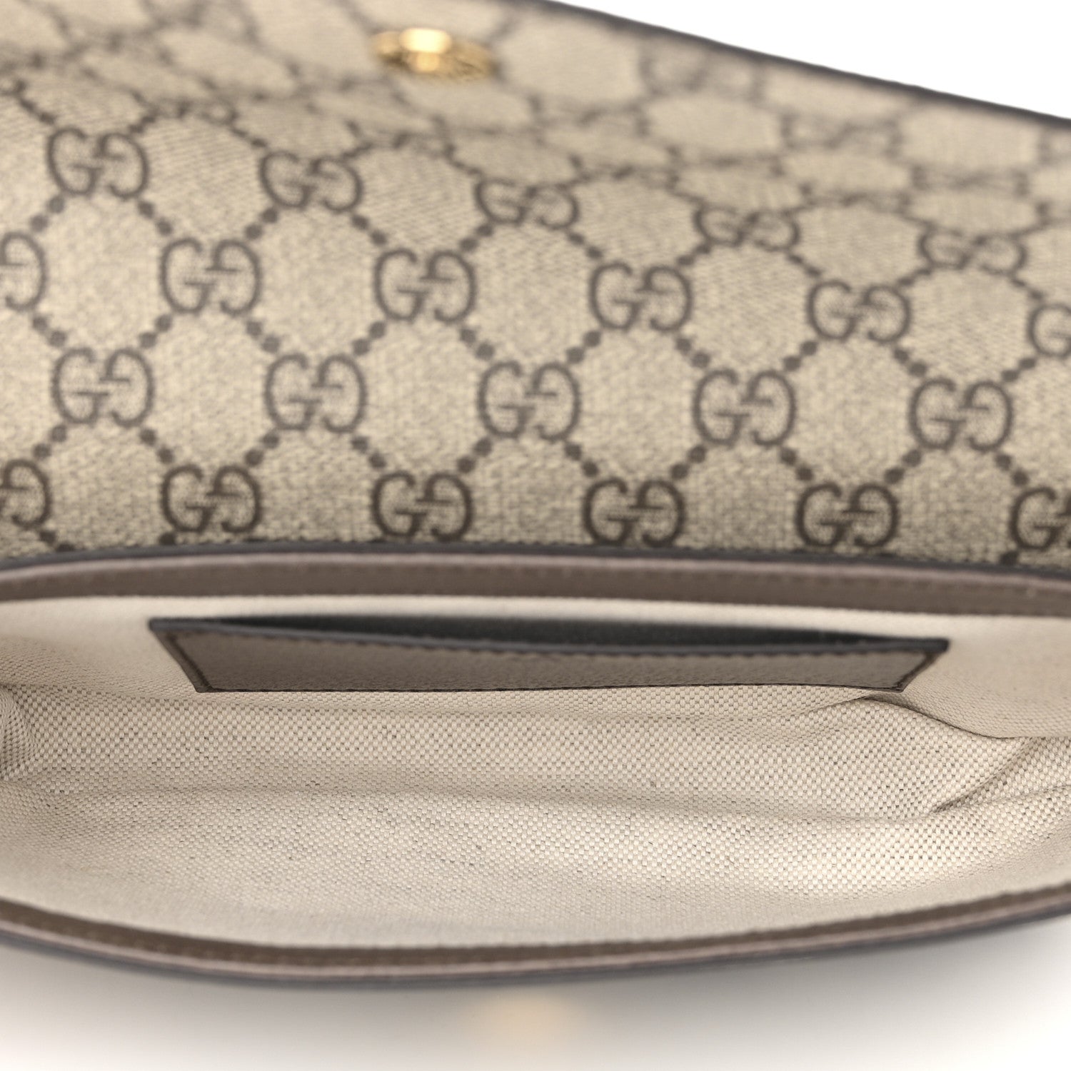 Gucci GG Supreme Monogram Textured Dollar Calfskin Web Mini Ophidia Envelope Shoulder Bag Beige Ebony New Acero 5 of 11