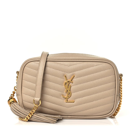 Saint Laurent Grain De Poudre Matelasse Monogram Mini Lou Camera Bag Dark Beige 1 of 11