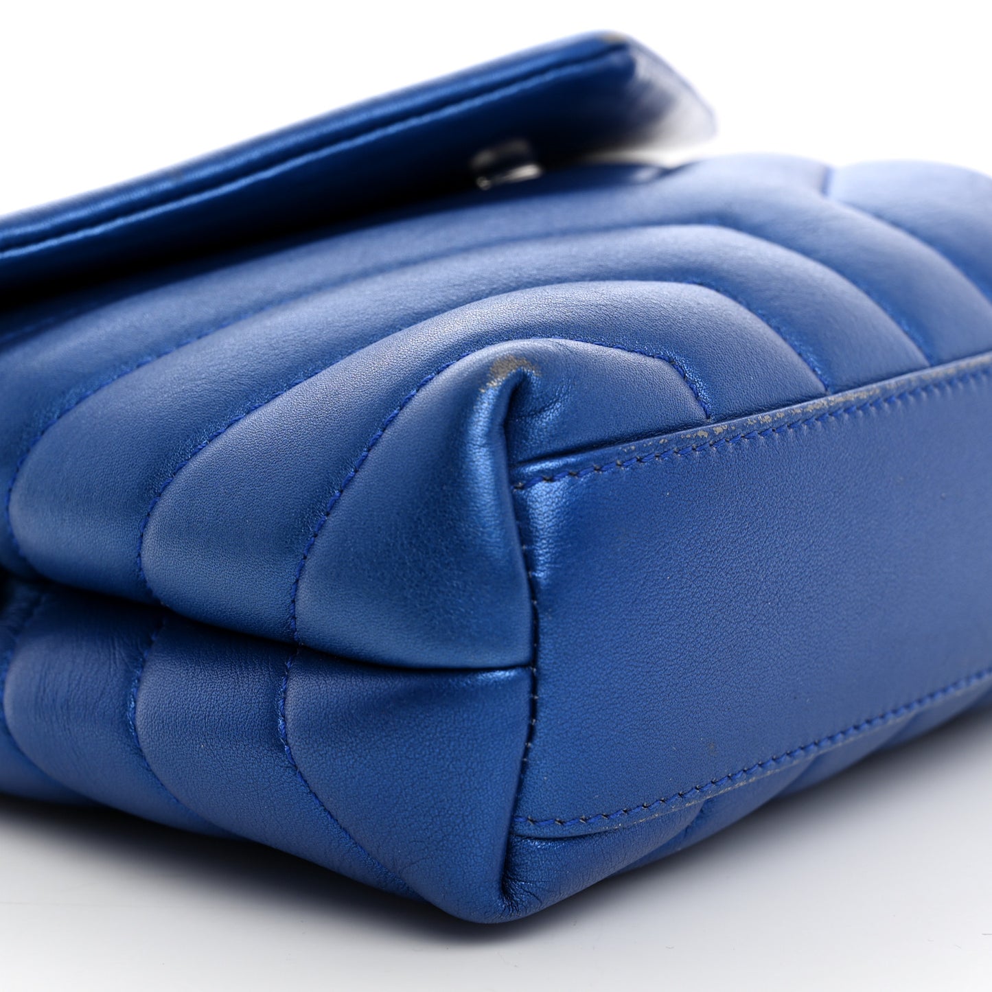 Metallic Calfskin Y Quilted Monogram Toy Loulou Crossbody Bag Blue Royal