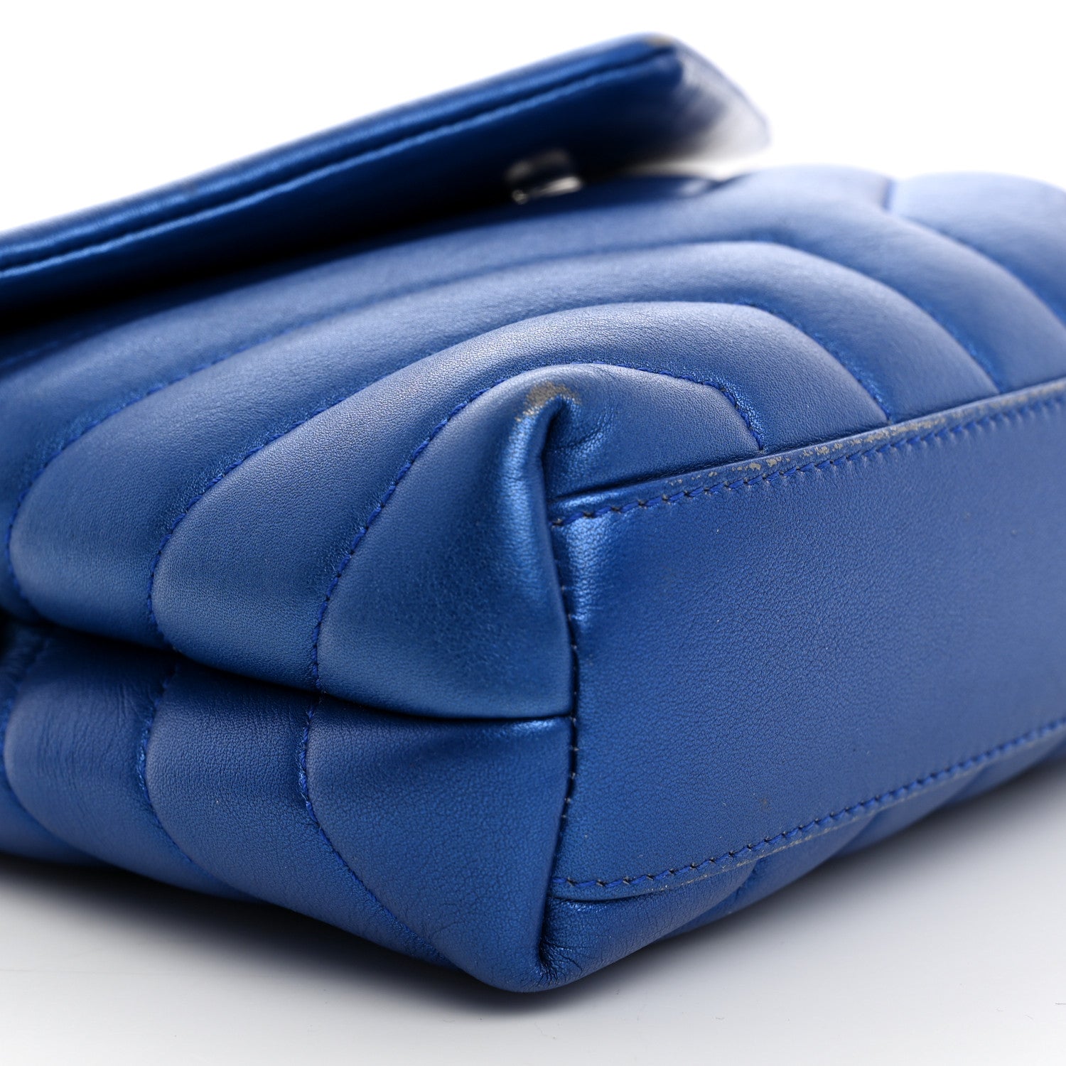 Saint Laurent Metallic Calfskin Y Quilted Monogram Toy Loulou Crossbody Bag Blue Royal 9 of 19