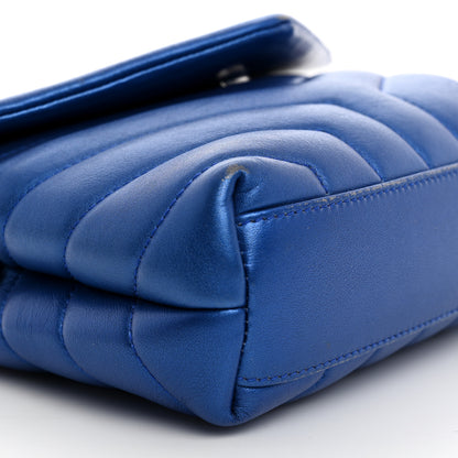 Saint Laurent Metallic Calfskin Y Quilted Monogram Toy Loulou Crossbody Bag Blue Royal 9 of 19