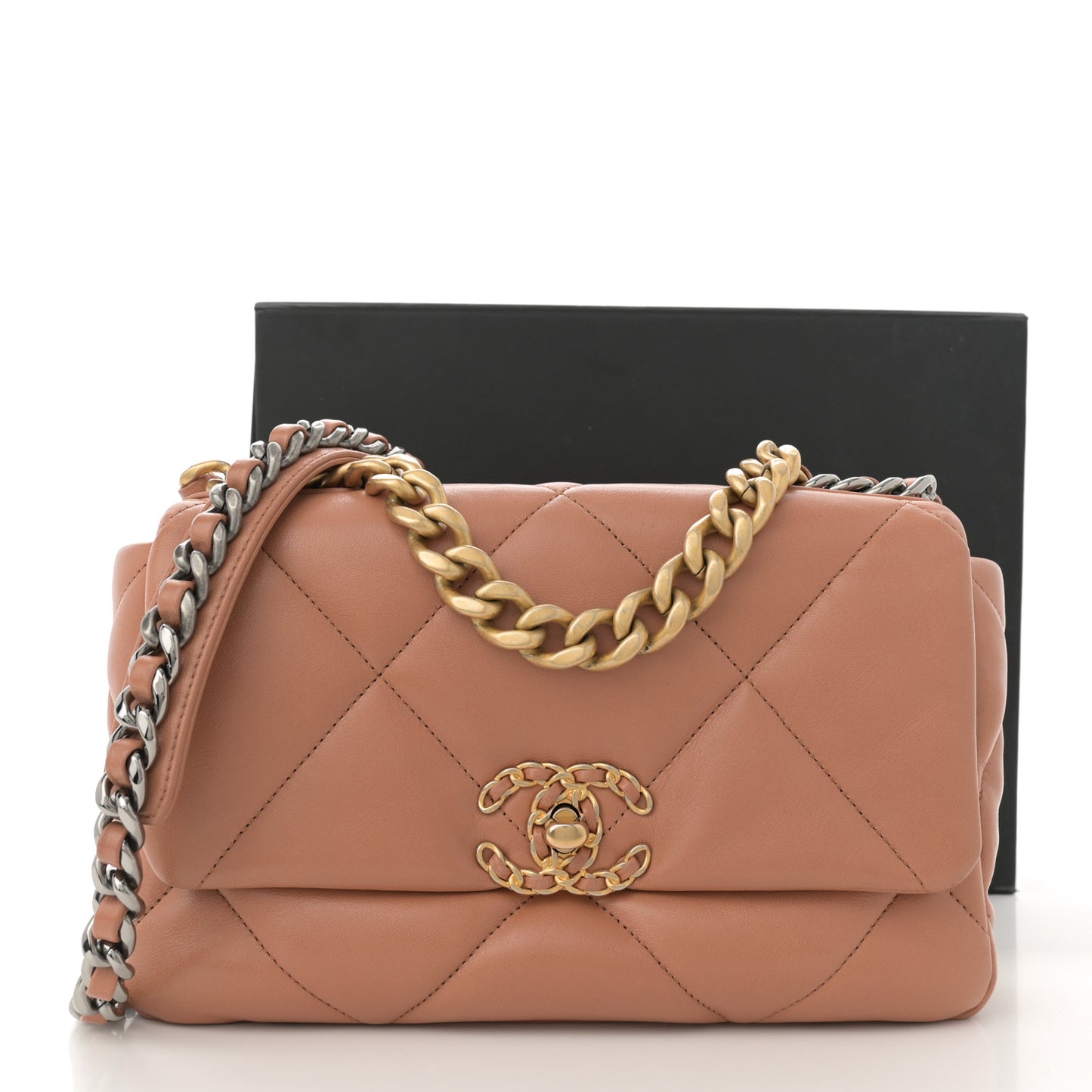 Lambskin Quilted Medium Chanel 19 Flap Brown