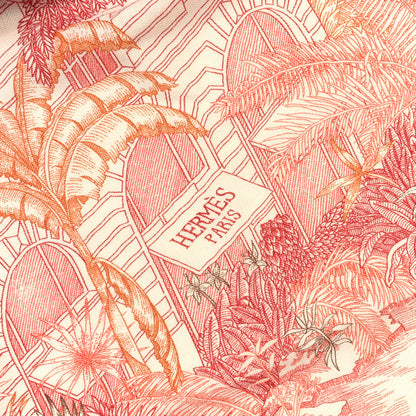 Hermes Cashmere Silk Faubourg Tropical Shawl 140 White Rouge Corail 2 of 4