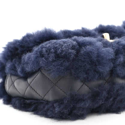 Chanel Shearling Lambskin Quilted Flap Navy Blue 9 of 10