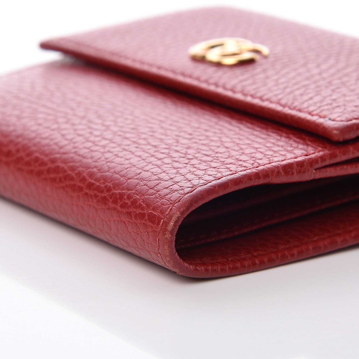 Gucci Dollar Calfskin Double G French Flap Wallet Hibiscus Red 6 of 11
