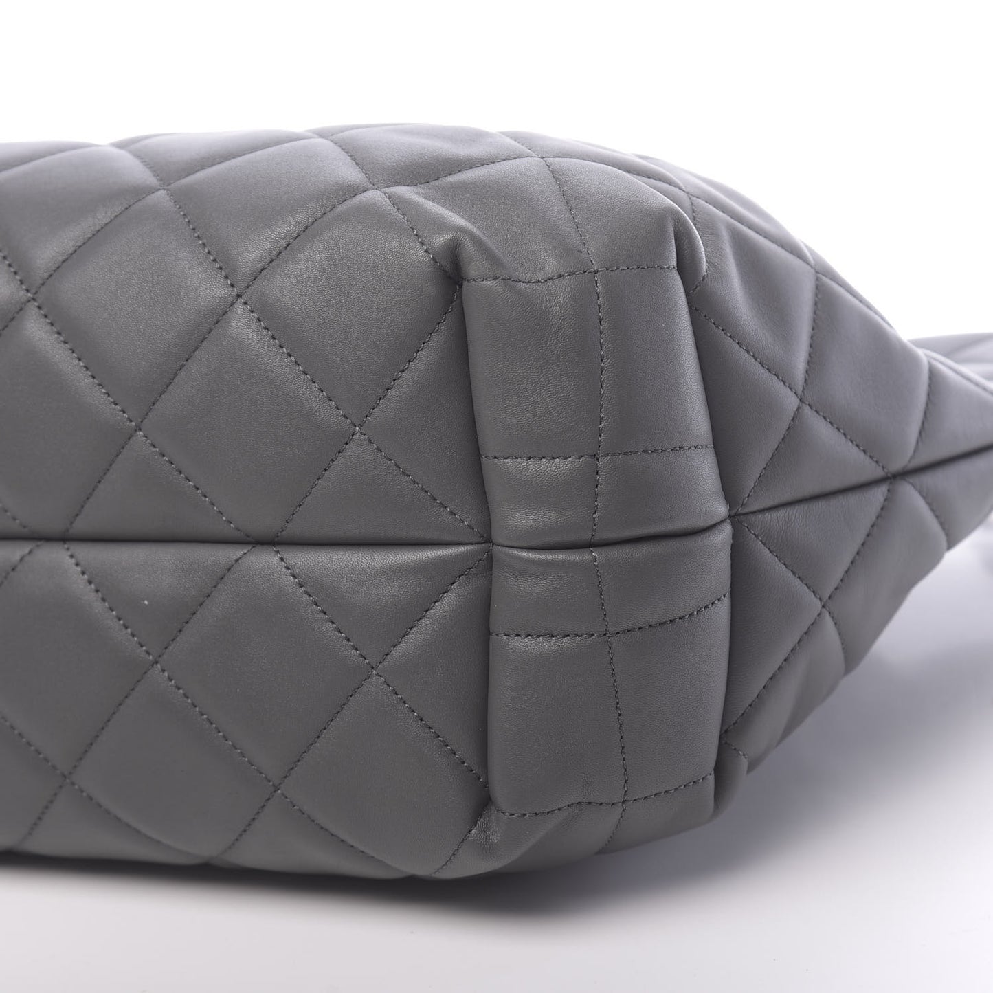 Lambskin Quilted CC Dweller Drawstring Tote Grey