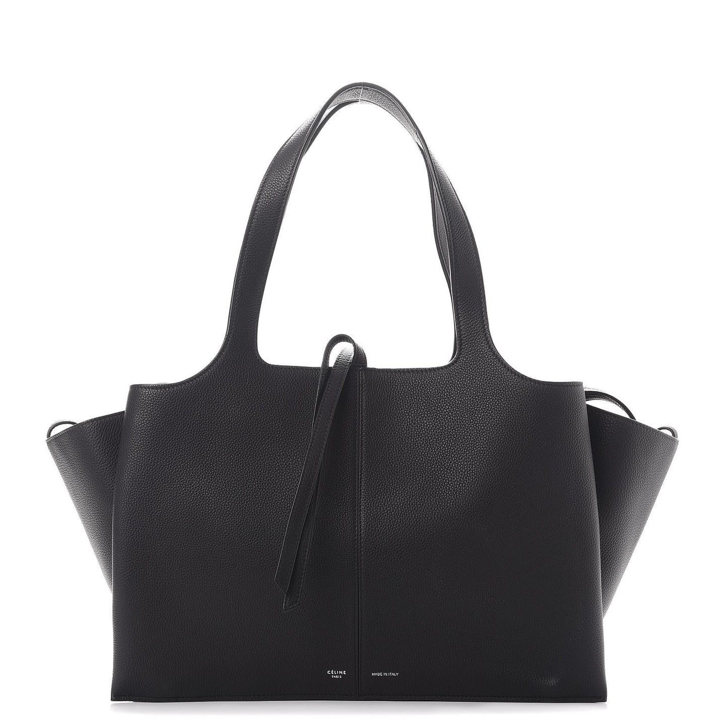Baby Grained Calfskin Medium Tri-Fold Bag Black