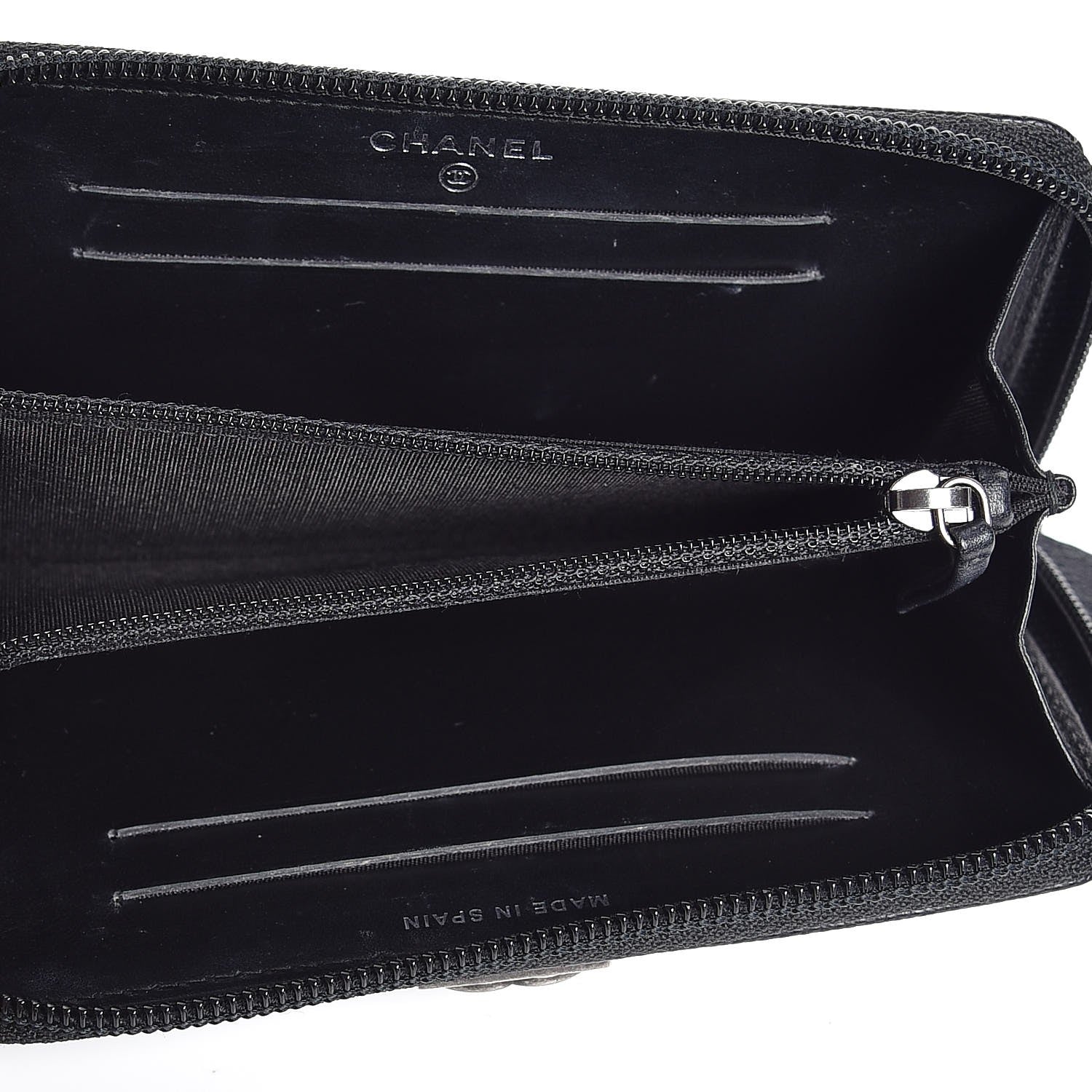 Chanel Caviar Quilted Small Boy Zip Around Wallet Black 5 of 9