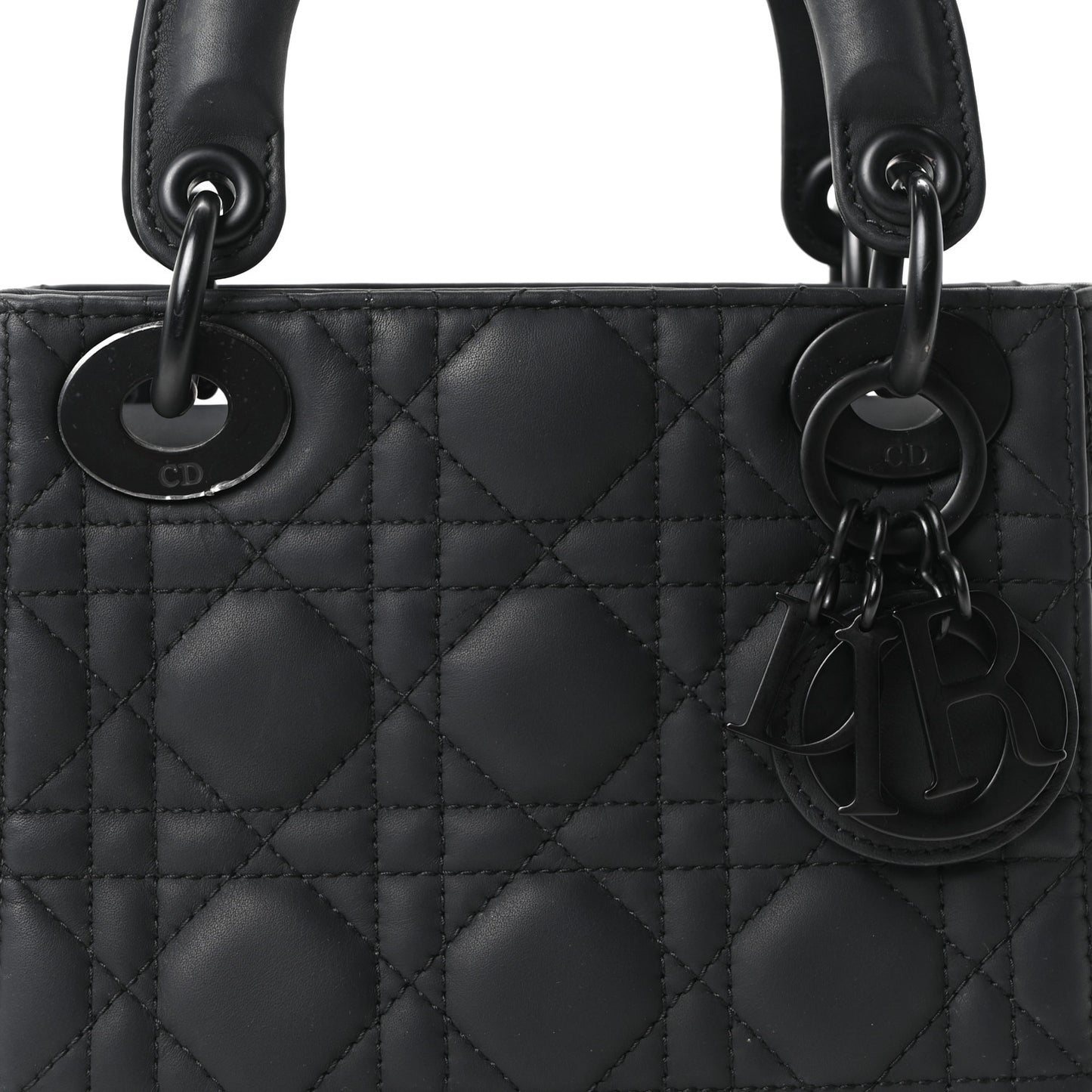 Ultra Matte Calfskin Cannage Mini Lady Dior Black