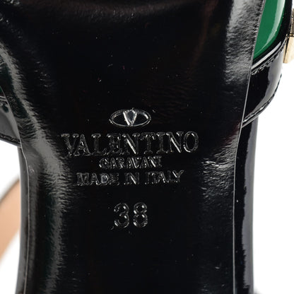 Valentino Garavani Patent Rockstud Ankle Strap 65mm Pumps 38 Smeraldo Black 6 of 7