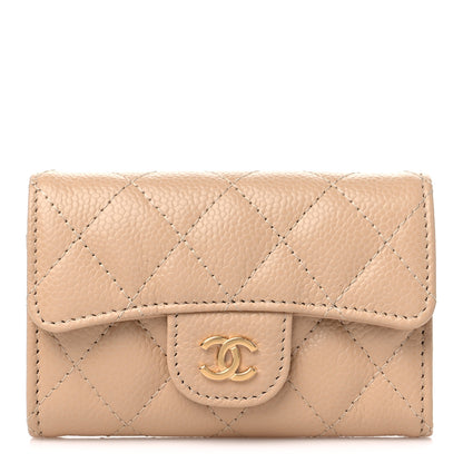 Chanel Caviar Quilted Flap Card Holder Wallet Beige 1 of 10
