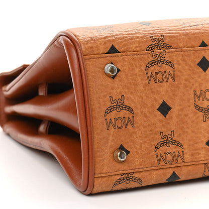 MCM Visetos Top Handle Satchel Cognac 6 of 7