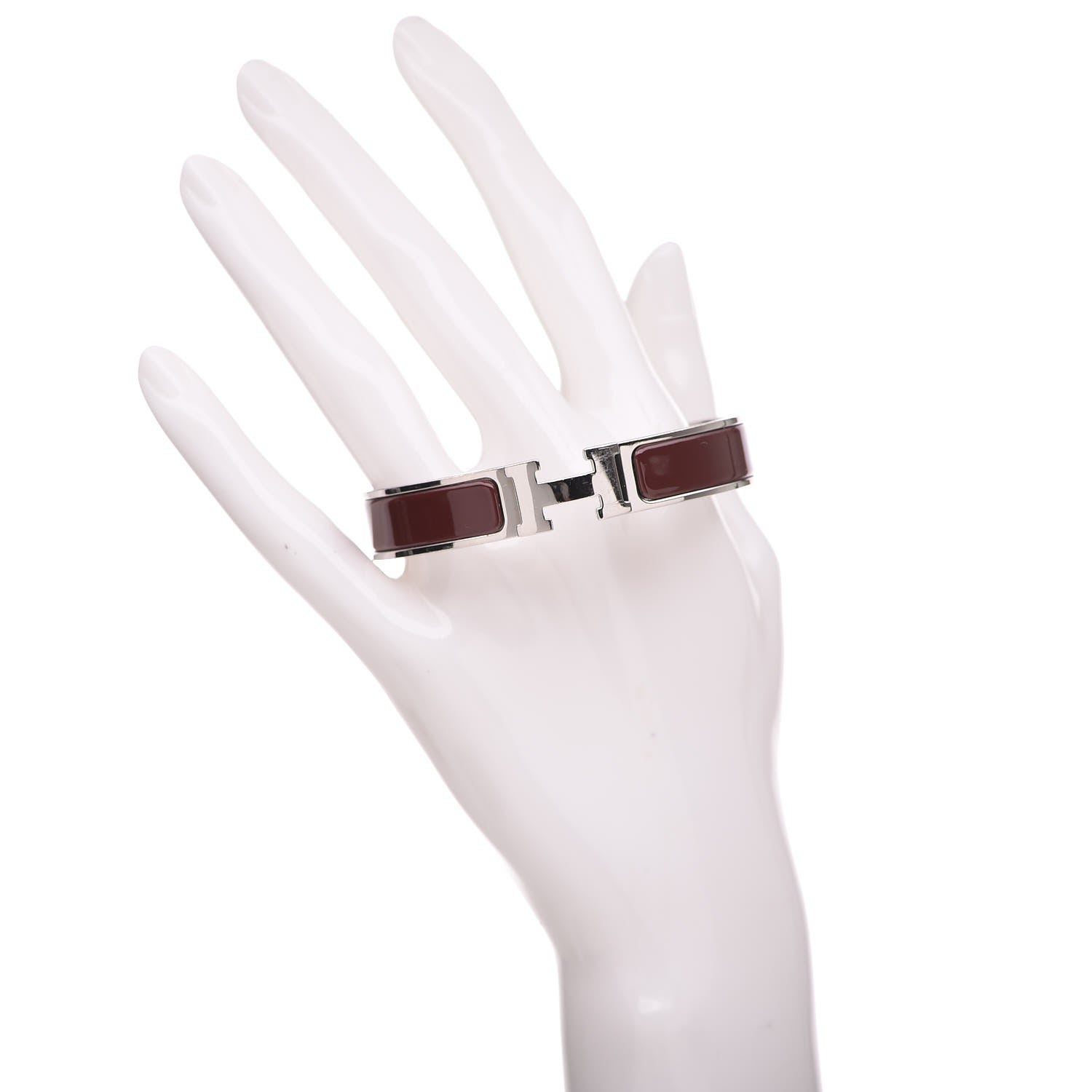 Hermes Enamel Narrow Clic Clac H Bracelet GM Chocolate 2 of 6