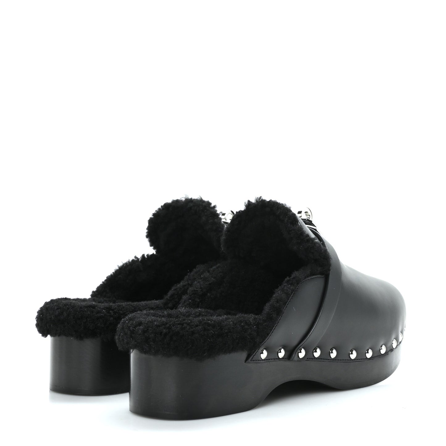 Calfskin Woolskin Carlotta Mules 38 Black