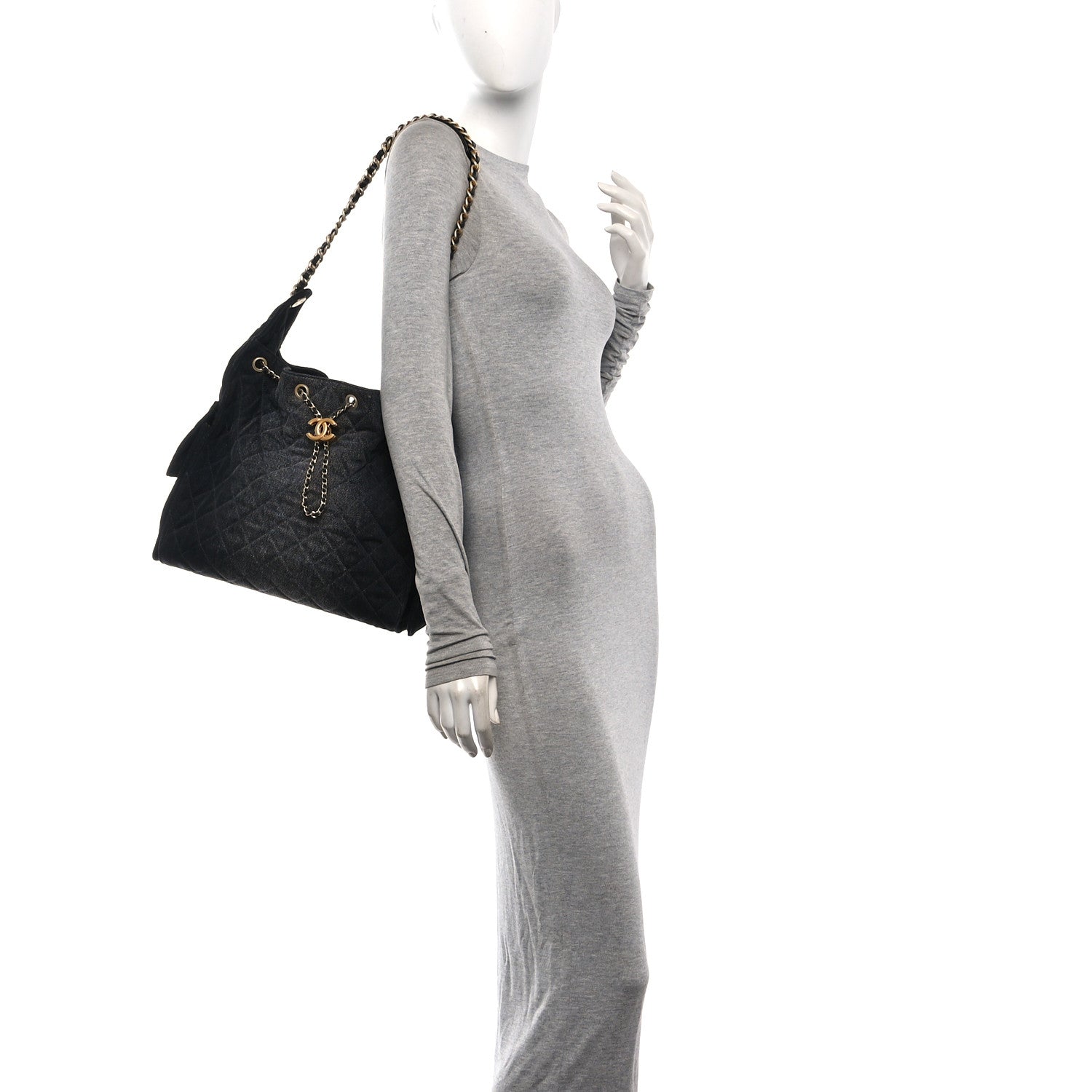 Chanel Washed Denim Quilted Medium Chanel 25 Handbag Black 2 of 11