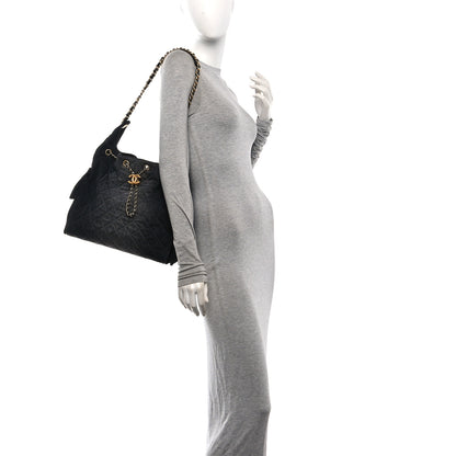 Chanel Washed Denim Quilted Medium Chanel 25 Handbag Black 2 of 11