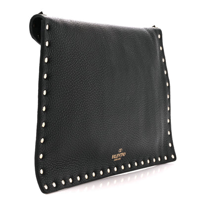 Valentino Garavani Pebbled Calfskin Large Rockstud Envelope Clutch Black 3 of 10