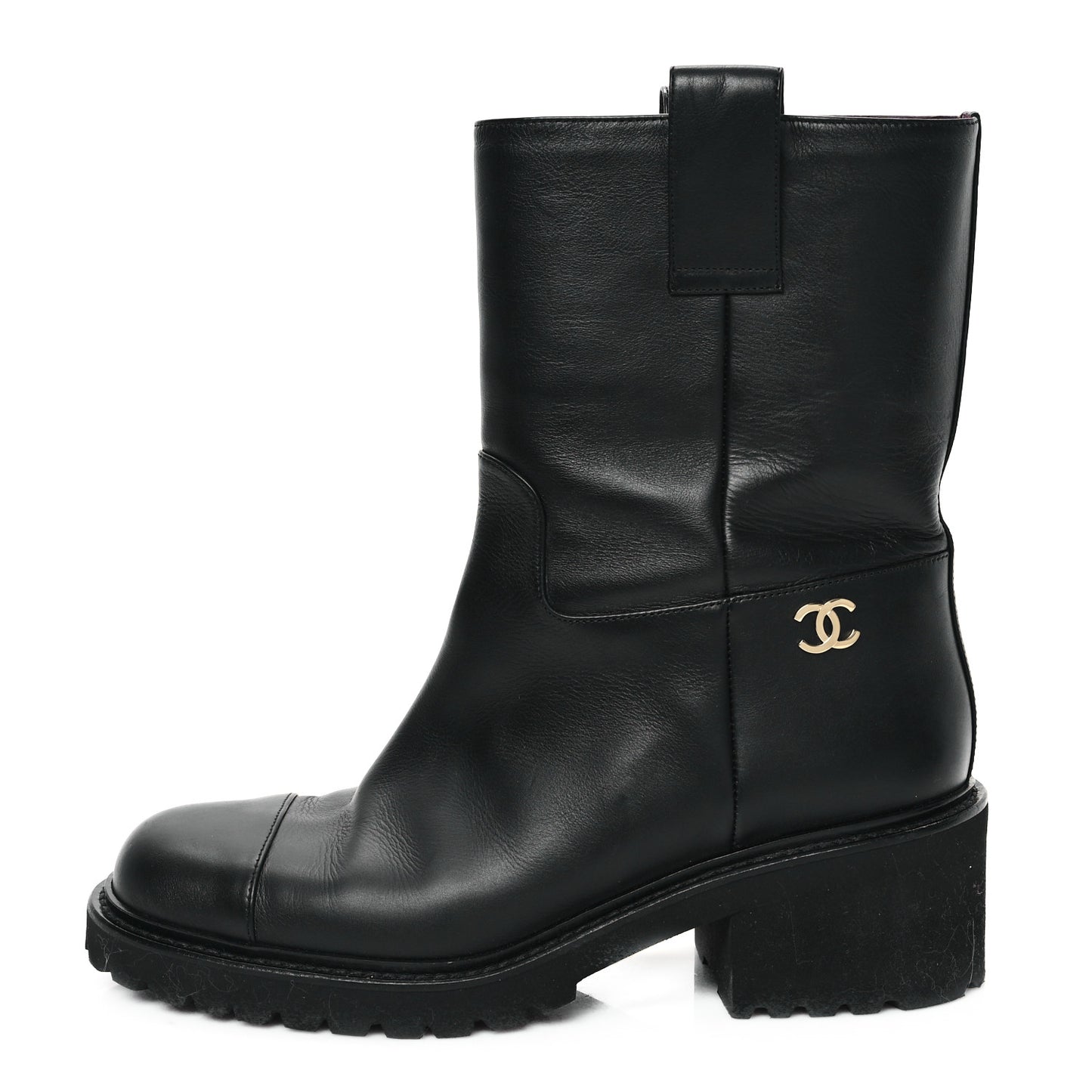 Calfskin CC Ankle Boots 38 Black