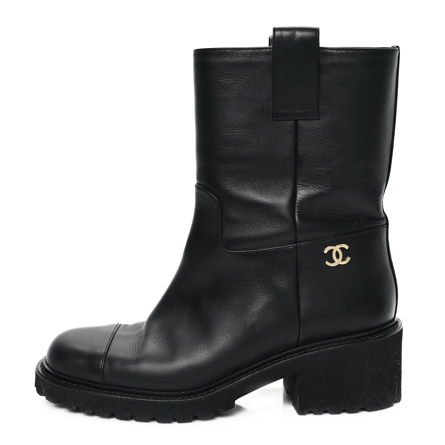 Chanel Calfskin CC Ankle Boots 38 Black 1 of 9