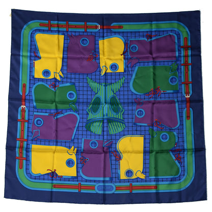 Hermes Silk Camails Scarf 90 Marine Jaune Vif Vert 2 of 6