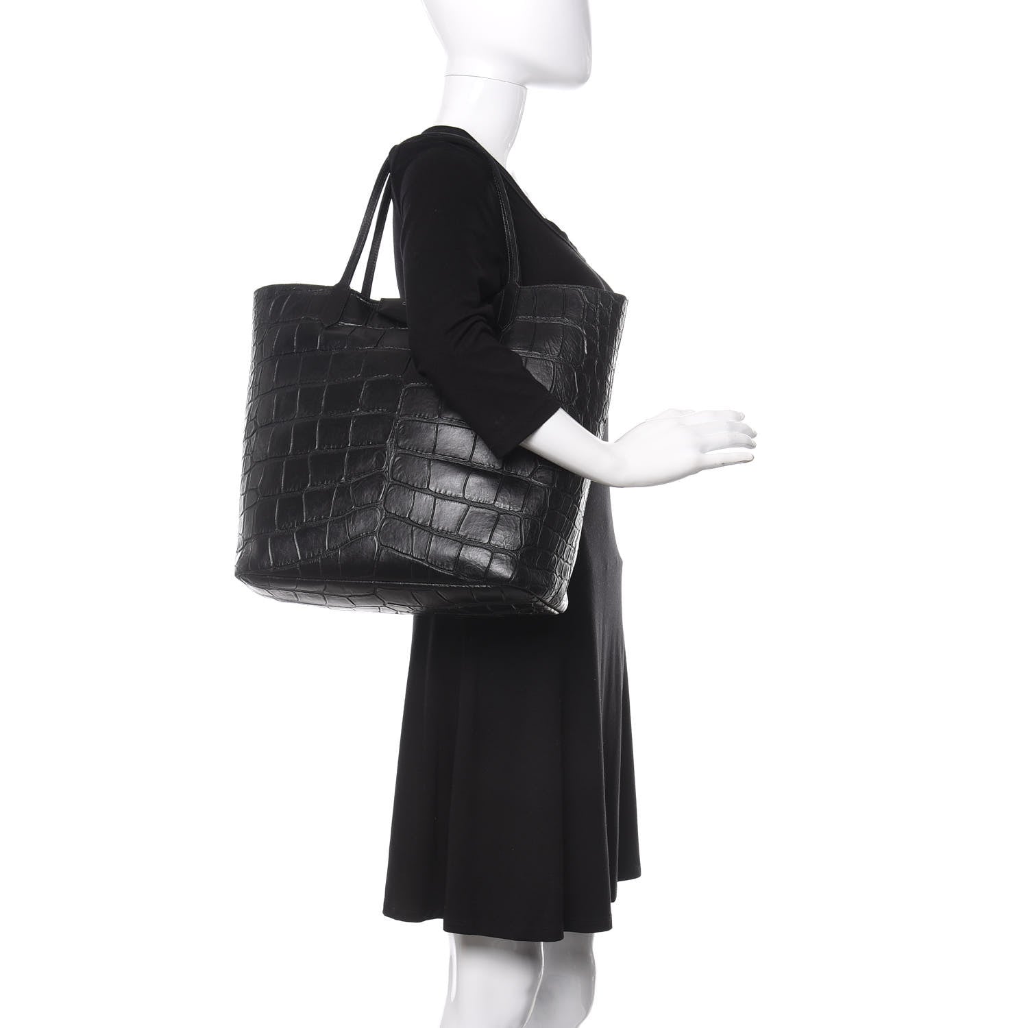 Givenchy Calfskin Crocodile Embossed Medium Antigona Tote Black 2 of 10