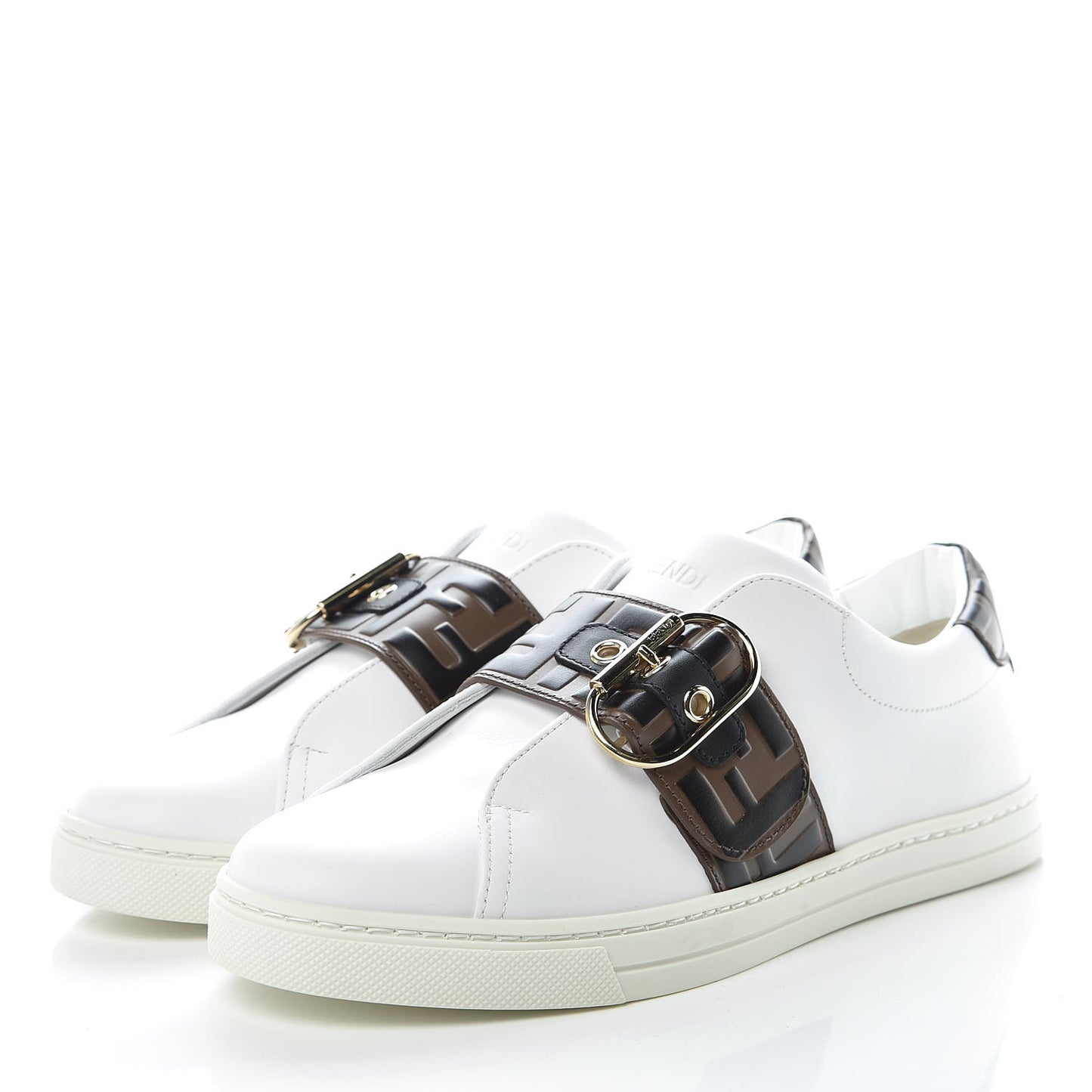 Vitello FF Embossed Womens Slip On Sneakers 37 Ultra White Maya Black