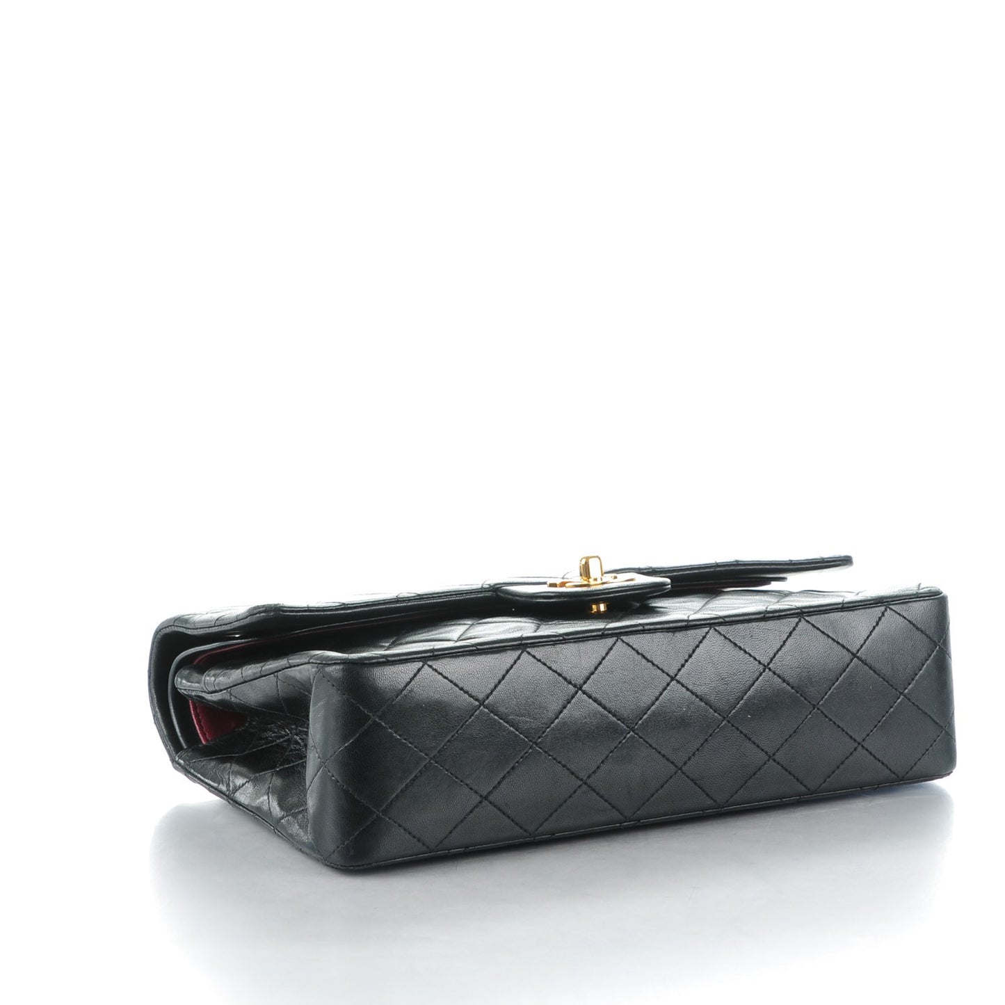 Lambskin Quilted Medium Double Flap Black