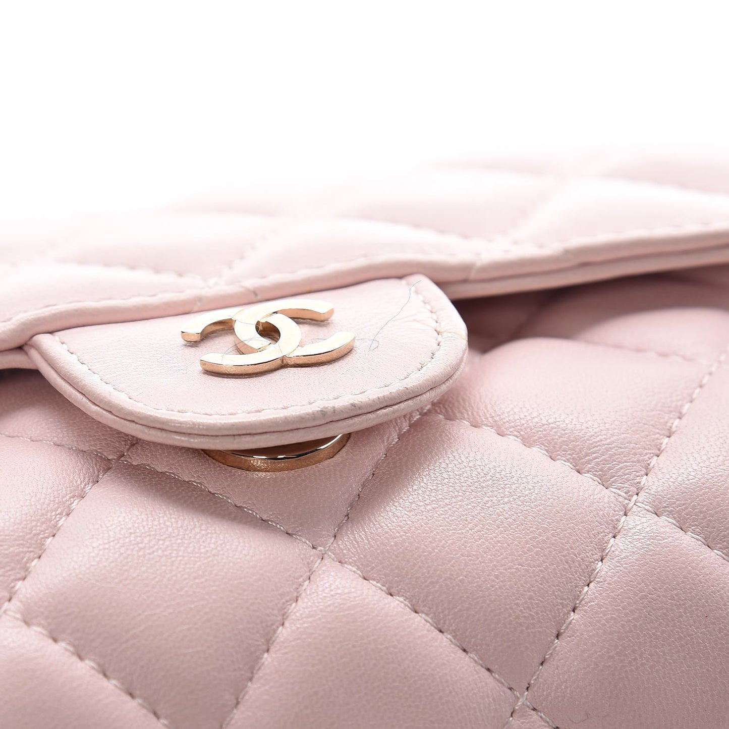 Lambskin Quilted Flap Cosmetic Case Light Pink