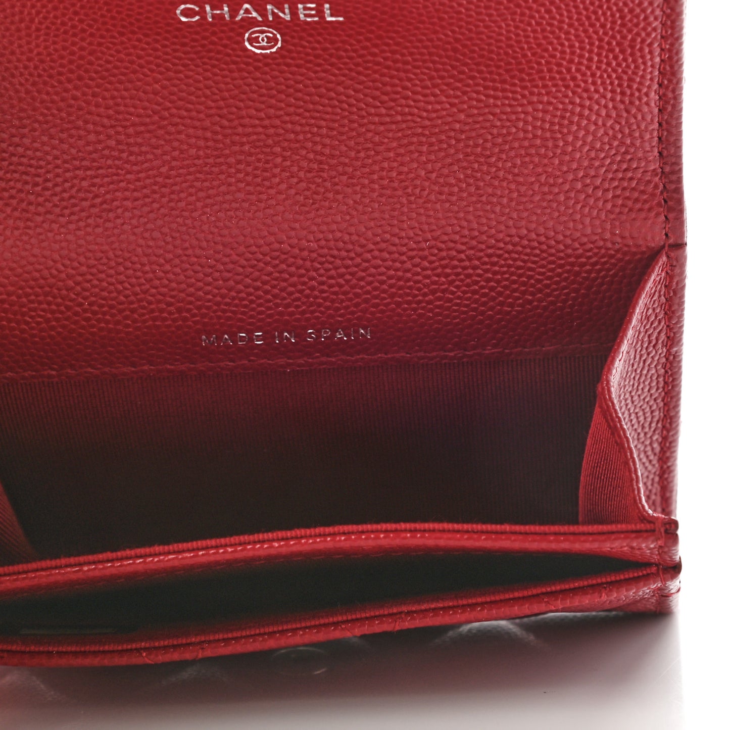 Caviar Quilted Flap Card Holder Dark Red